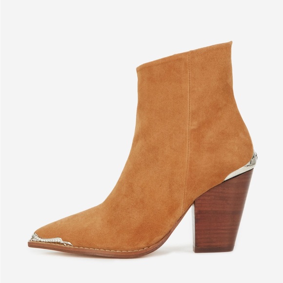 The Kooples Camel Suede Leather Heeled Ankle Boots With Silver Detail - NWT! - Picture 11 of 11